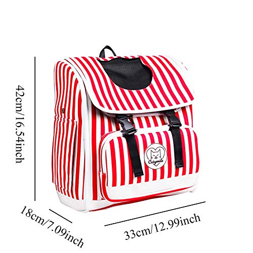 GAOXIAOMEI Mochila para Transporte de Mascotas Gato y Perro, Transpirable Perros Gatos Transportín Jaula, Cómodo Espaciosa Bolso Perro Transportin, para Caminar Viaje,Rojo