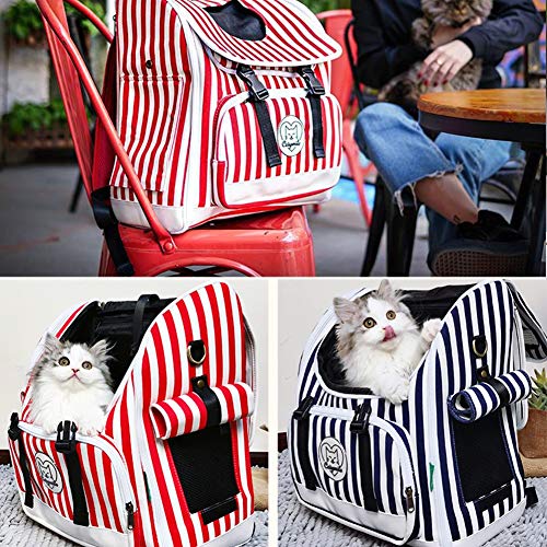 GAOXIAOMEI Mochila para Transporte de Mascotas Gato y Perro, Transpirable Perros Gatos Transportín Jaula, Cómodo Espaciosa Bolso Perro Transportin, para Caminar Viaje,Rojo