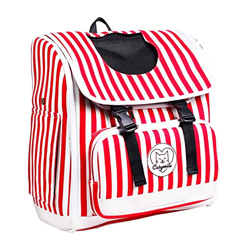 GAOXIAOMEI Mochila para Transporte de Mascotas Gato y Perro, Transpirable Perros Gatos Transportín Jaula, Cómodo Espaciosa Bolso Perro Transportin, para Caminar Viaje,Rojo