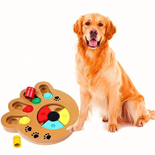 GFEU Pet Intelligence Juguete Ecológico Juguete interactivo Diversión Buscar y comer Alimentos con madera Juguete de juguete de pata para perros pequeños y medianos