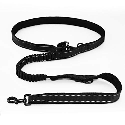 GOYOO Los prospectos de Entrenamiento para Perros Multifuncional Cuerda tampón Traction Rope Cadena de Perro Atado con Cintura Longitud Ajustable de la Cabeza Doble,S