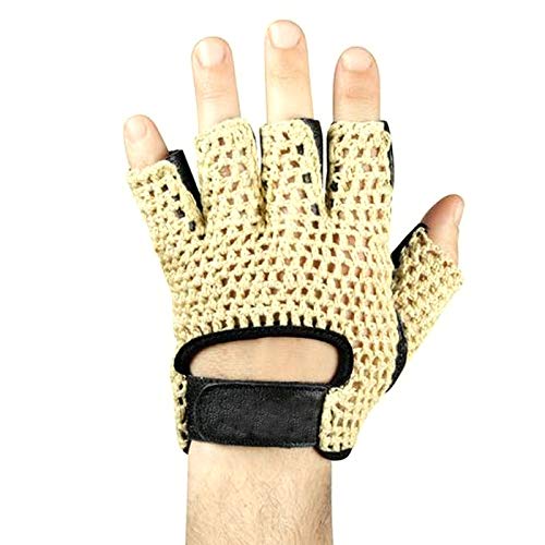 Guantes de bicicleta retro vintage Biker Guantes acolchado negro 3ride Ciclismo Guantes – Guantes de entrenamiento para ciclismo mtb Fitness Piel de cordero/algodón Talla L