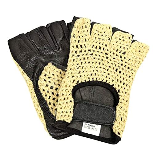 Guantes de bicicleta retro vintage Biker Guantes acolchado negro 3ride Ciclismo Guantes – Guantes de entrenamiento para ciclismo mtb Fitness Piel de cordero/algodón Talla L