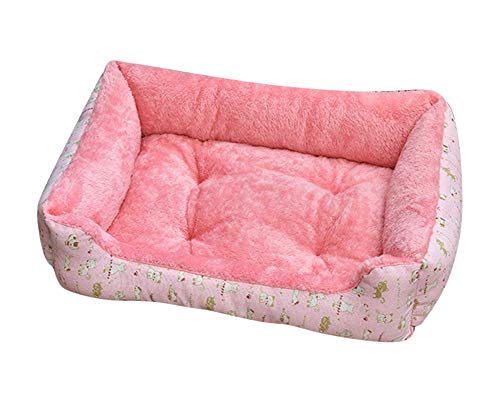 GUOCU Cama para Perro Lavable con Almohadas Sofá para Mascotas Lavable Rectangular Canasta de Mascotas Conjunto de Cuatro Piezas Rosa M