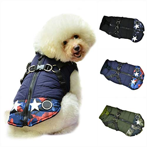 Handfly Chaqueta Impermeable para Perros con Chaleco arnés, Abrigo de Invierno para Cachorros, Chaqueta para Perros, Chaqueta para Mascotas, Ropa para Perros pequeños, Gatos, Mascotas