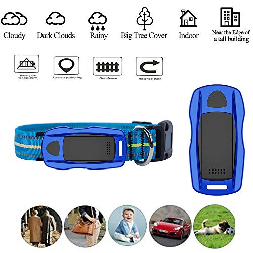 Hangang Rastreador GPS para Perros y Gatos,Último Modelo Localizador GPS Resistente al Agua se Ajusta al Collar para Perros con Seguimiento de Actividad. (Azul)