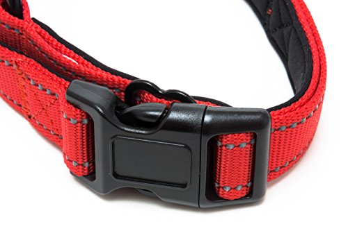 Happilax Collar Perro Grande Acolchado, antitirones, Ajustable y Reflectante, Rojo