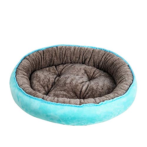 HBHUBO Cuatro Estaciones Ronda Cama del Animal doméstico, Cama del Perro Caliente Pequeña y Mediana casa del Animal doméstico del Gato Ronda Cama Francesa Bulldog Peluche caniche Cama S-L,Azul,M