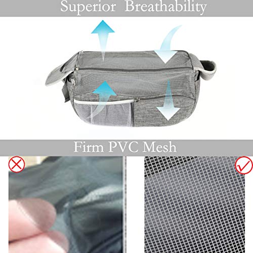 Highkit Bolsa Bandolera para mascotas transpirable.Bolsos bandolera ajustable de descompresión Para Perros Pequeños y Gatos(Gris)