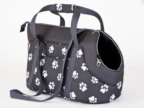 Hobbydog - Bolsa de Transporte para Perros y Gatos, Talla 1, Color Gris con Patas impresión