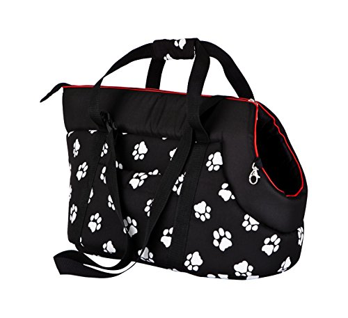 Hobbydog Tor cwl3 hundetasche Bolsa Gato Funda, tamaño 22 x 20 x 36 cm, Color Negro con Huellas