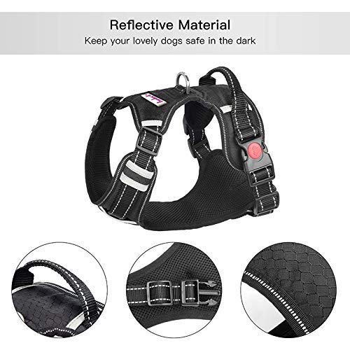 HOLUCK Arnés para Perro Grande sin Tirar, arnés para Perro de Gama Frontal, arnés para Perro Ajustable al Aire Libre Mascota y 3 m Reflectante Oxford Material Chaleco para Perros pequeños