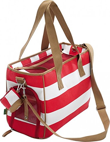 HUNTER Sylt - Bolso para Mascotas de Talla pequeña - Modelo Marinero - Medidas 40 x 19 x 30 cm - Color Rojo/Blanco - Incluye un Graciosos Porta bolsitas higiénicas Combinado