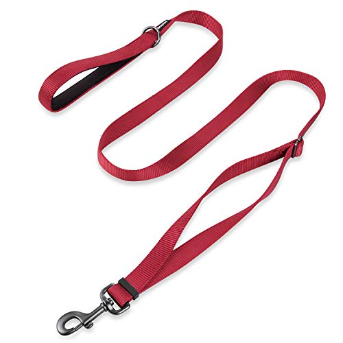 Hyhug Guinzaglio regolabile con Robusto Nylon e manico foderato in Neoprene Super morbido per cani di Taglia Media. (Ajustable Grande L, Rojo)