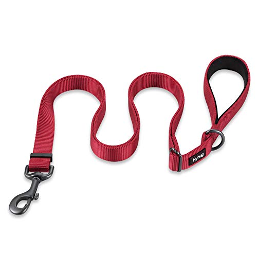 Hyhug Guinzaglio regolabile con Robusto Nylon e manico foderato in Neoprene Super morbido per cani di Taglia Media. (Ajustable Grande L, Rojo)