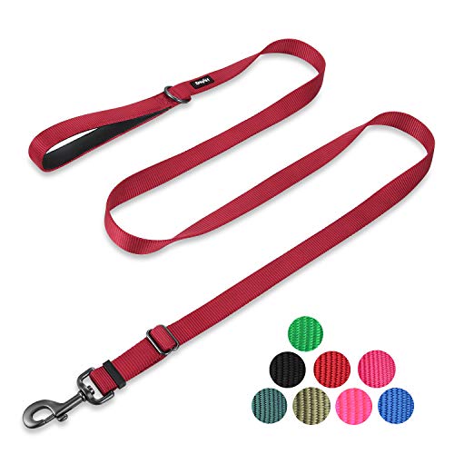 Hyhug Guinzaglio regolabile con Robusto Nylon e manico foderato in Neoprene Super morbido per cani di Taglia Media. (Ajustable Grande L, Rojo)