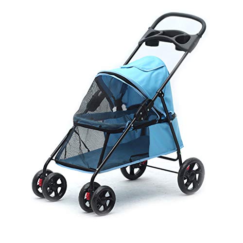 HYMY Cochecito para Mascotas Mascotas Buggy Cochecito Portátil, Plegable, para Pasear De Viaje para Perros Pequeño Carrito,Blue