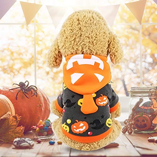 Idepet Abrigo con capucha para mascotas de Halloween,Traje de perro de calabaza Abrigo de invierno Chaquetas Suéter para perros pequeños medianos gatos cachorro