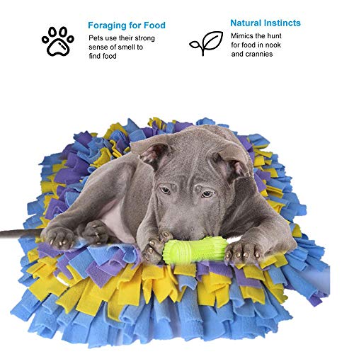 IEUUMLER Snuffle Mat para Perros Estera de alimentación Estera de Entrenamiento Manta para la Nariz Juguete de Juego IE075 (45x45cm, Blue & Yellow & Purple)