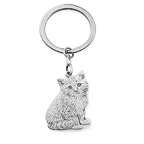 Imagen Personalizada Llavero Personalizado Mascota Gato Perro 925 Plata Foto Gratis láser Grabado Colgante Llavero Doble Lado Regalo Personalizado para Amante de Mascotas