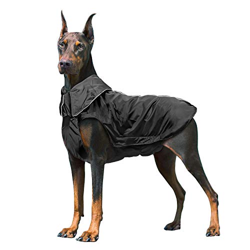 IREENUO Chaqueta 100% Impermeable para Mascotas Perros Abrigos de Invierno cálido Negro-L