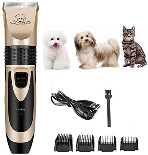 Jacquelyn Cat Dog Hair Trimmer Electric Pet Hair Clipper Remover Cutter Grooming Tool Recargable de bajo Ruido Mascotas Máquina de Corte de Pelo