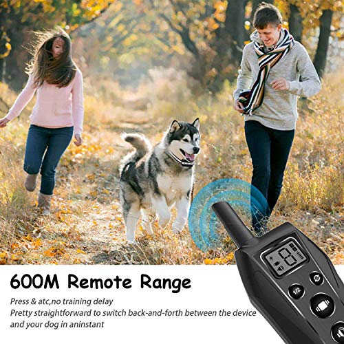 JJOBS Collar de Adiestramiento para Perros Sin Descargas Eléctricas con Rango de 600 Metros, Funciones Vibración y Sonido, Impermeable y Recargable