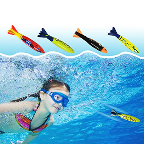 JUSTDOLIFE 4 unids Juguete de Buceo Juguete de Agua de la Piscina de Forma de Cohete Torpedo Interactivo novedoso Juguete