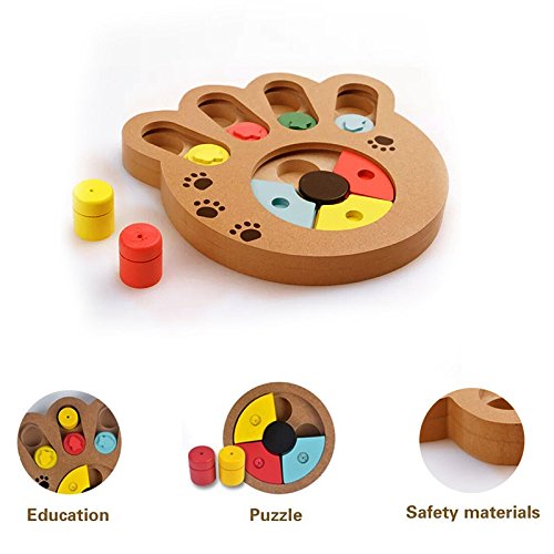 Kuiji Pet Intelligence Toy Interactive Diversión Hide and Seek Alimentos Tratados de Madera Pet Paw Puzzle Juguete para Perros pequeños y Gatos