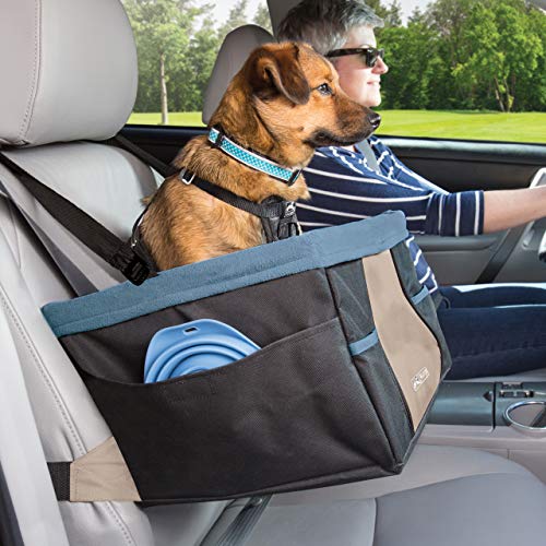 Kurgo Asiento de Coche para Perros Estilo Rover - Asiento Elevador para Mascotas - Asiento de Seguridad para Mascotas - Incluye Correa de Seguridad