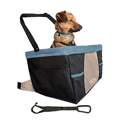 Kurgo Asiento de Coche para Perros Estilo Rover - Asiento Elevador para Mascotas - Asiento de Seguridad para Mascotas - Incluye Correa de Seguridad