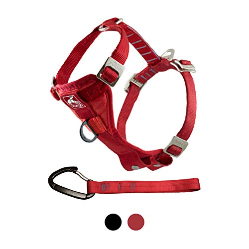 Kurgo vehículo arnés de seguridad para perros, Universal cinturón de seguridad fijación a través de mosquetón, tamaño: grande – apto para grandes razas, ajustable ajuste, rojo, mayor fuerza Tru-fit Smart arnés, 01406