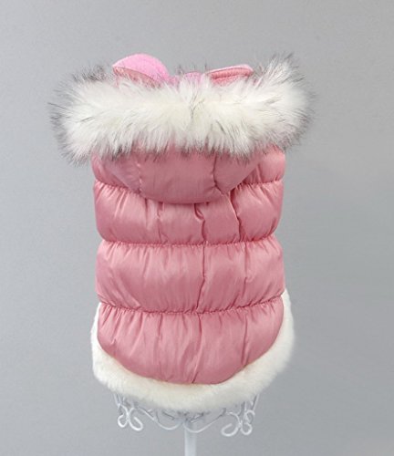 La vogue Chaqueta Acolchada Abrigo Para Perro Con Capucha Piel (Rosa, M)