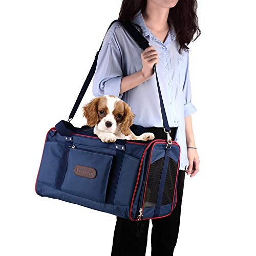 Legendog Transportin Gato, Soft Sided Línea Aérea Aprobado Animales Gatos Perros Portadores Ligero De Tela Viaje Portador Bolsa Caso con Alfombra Polar para Medio Y Grande Perros Gato