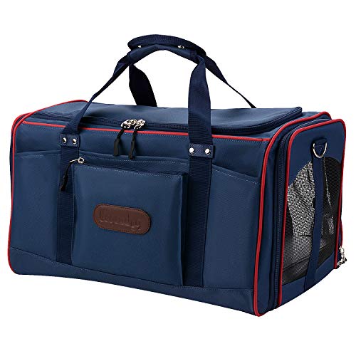 Legendog Transportin Gato, Soft Sided Línea Aérea Aprobado Animales Gatos Perros Portadores Ligero De Tela Viaje Portador Bolsa Caso con Alfombra Polar para Medio Y Grande Perros Gato