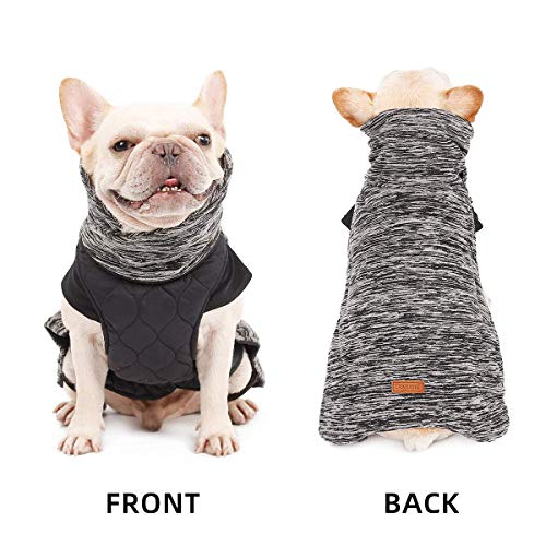 LIVACASA Abrigos para Perros Medianos Chaquetas Perros Invierno Caliente Chalecos para Perros Grandes Mascotas con Forro Polar Reversible Agujero de Correas Gris Oscuro Talla 2XL