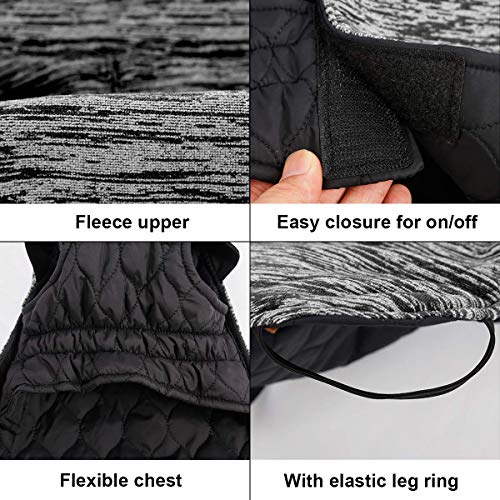 LIVACASA Abrigos para Perros Medianos Chaquetas Perros Invierno Caliente Chalecos para Perros Grandes Mascotas con Forro Polar Reversible Agujero de Correas Gris Oscuro Talla 2XL