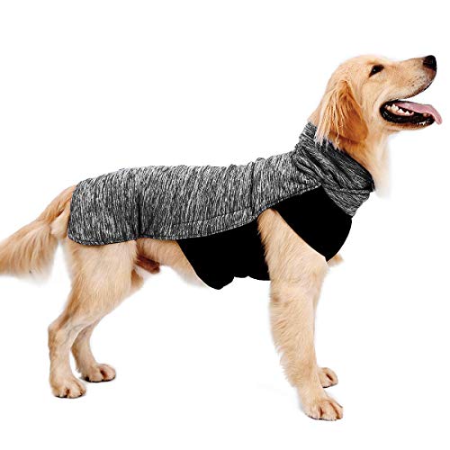 LIVACASA Abrigos para Perros Medianos Chaquetas Perros Invierno Caliente Chalecos para Perros Grandes Mascotas con Forro Polar Reversible Agujero de Correas Gris Oscuro Talla 2XL