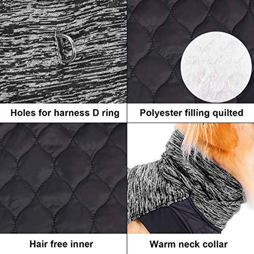 LIVACASA Abrigos para Perros Medianos Chaquetas Perros Invierno Caliente Chalecos para Perros Grandes Mascotas con Forro Polar Reversible Agujero de Correas Gris Oscuro Talla 2XL