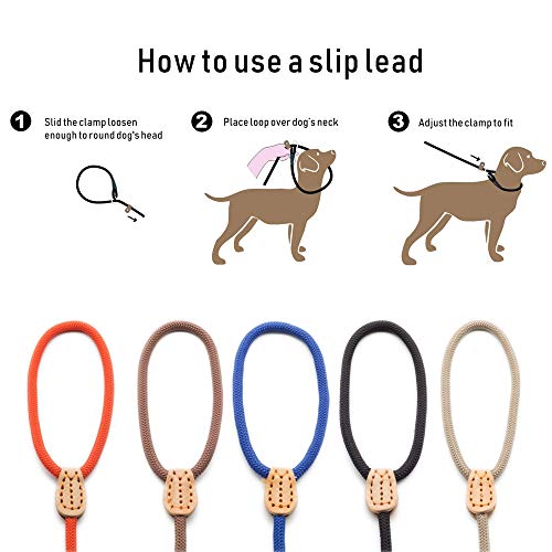 LMDZSW Collar Deslizante con Correa para Perros Cables para Mascotas Mascotas Nylon Perro Escalada de montaña Cachorro Mascota Diámetro de tracción 8 MM Marrón