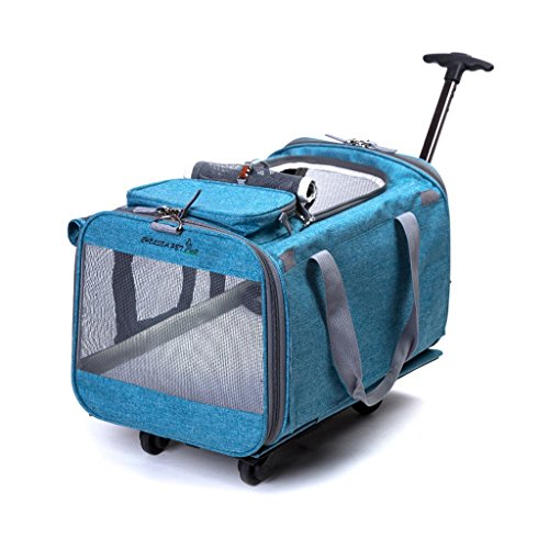 LY-YL222 Bolso del Animal Doméstico Cochecito Quad Bike Cachorro Nido Perrera Coche Todoterreno RV Tren Portador Perro Gato Azul Oscuro