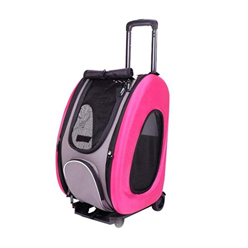 LY-YL222 Mascota del Cochecito De Viaje Plegable, Perro Gato, Cochecito De Bebé, Cámara Lenta, Vehículo Todoterreno, 5-en-1 Bolso Mochila Rosa