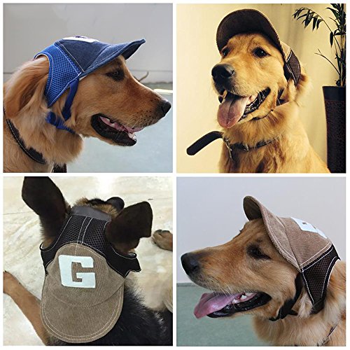 MansWill Perro Sol Blocker Sombrero, Outdoor Verano Mascotas Cord Béisbol Gorro/Cachorro Tiempo Libre Ojo Protección Visera, Cachorro Lässige Sport Outfit con Oreja y Ajustable Cuello String