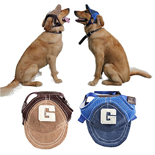 MansWill Perro Sol Blocker Sombrero, Outdoor Verano Mascotas Cord Béisbol Gorro/Cachorro Tiempo Libre Ojo Protección Visera, Cachorro Lässige Sport Outfit con Oreja y Ajustable Cuello String