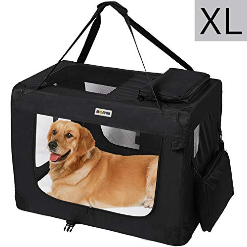 MC Star Transportin para Perros Gatos Mascotas Plegable Portátil Impermeable Tela Oxford Portador Bolsa de Transporte para Coche Viaje, XL 82 x 58cm Negro