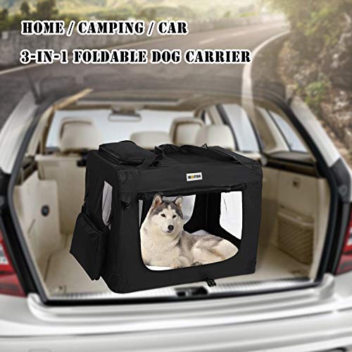 MC Star Transportin para Perros Gatos Mascotas Plegable Portátil Impermeable Tela Oxford Portador Bolsa de Transporte para Coche Viaje, XL 82 x 58cm Negro