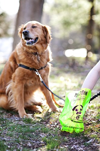 Mighty Paw Respetuoso del Medio Ambiente del Impulso Bolsas, con Olor a Lavanda Perro Residuos Pick-Up Bolsas, Extra Grueso del Perrito Bolsas, 8 Rollos Verde