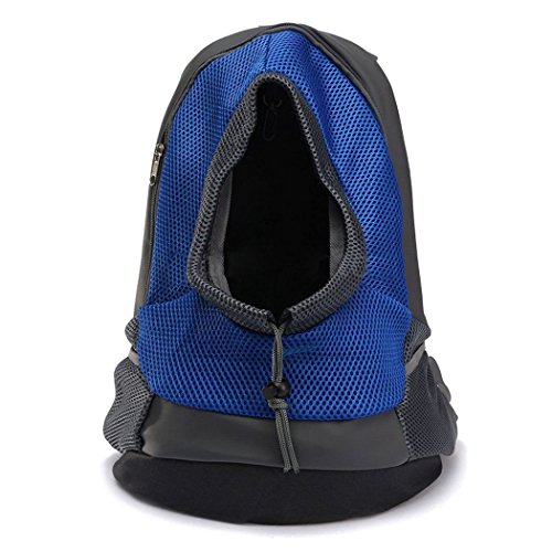 Mochila Bolsa Bolso Hombro para Llevar Mascotas Gatos y Perros a Salir y Viajar con Abertura (Azul M)