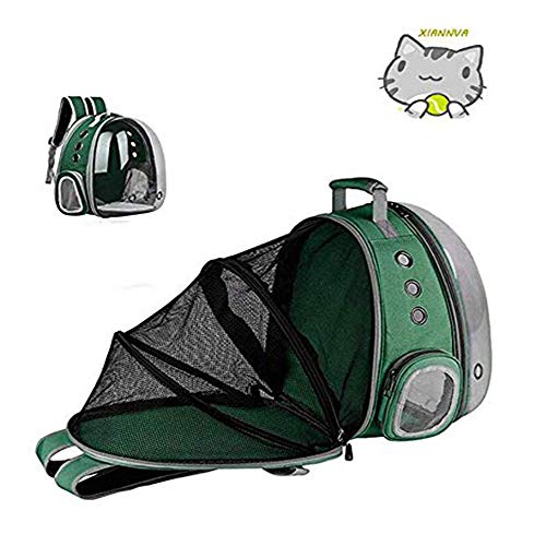 Mochila retráctil para Mascotas con Burbujas, [el último] Soporte panorámico Plegable portátil 9 Rejilla Transpirable Impermeable, Gran Espacio, Adecuado para Perros pequeños, Gatos - XIANNVA