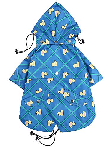 Morezi - Chubasquero con Cremallera para Perro con Botones Reflectantes, Resistente a la Lluvia/Agua, cordón Ajustable, Capucha extraíble, Chubasqueros para Perro, Tallas XS a XXL